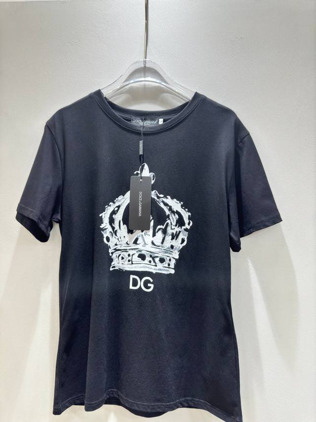 Dg杜嘉班纳24新款皇冠logo印花圆领休闲百搭单品短袖t恤 Smlxl
